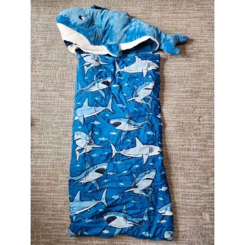 Member's Mark Kids Shark Plush Pillow Sleeping Bag Blue Slumber Sack